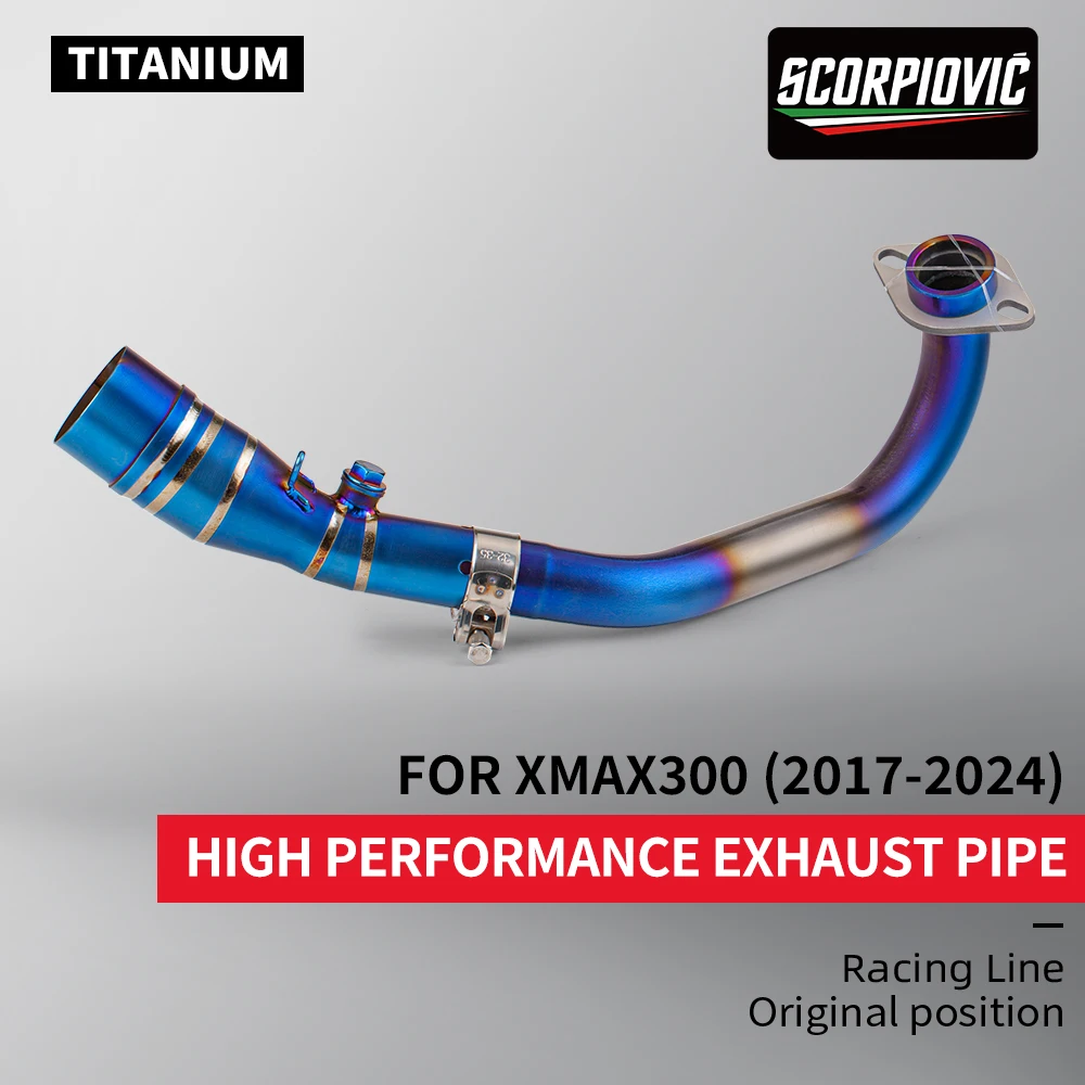 

For XMAX300 Titanium alloy Front Exhaust Muffler Escape Middle Link Pipe With 2 oxygen sensors XMAX 300 Motorcycle Exhaust