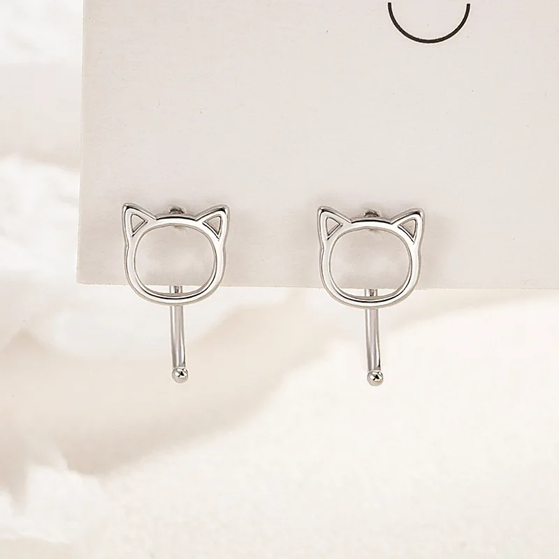 925 Silver Needle Cat Shape Stud Earring For Women Girls Party Birthday Jewelry Gifts eh2196