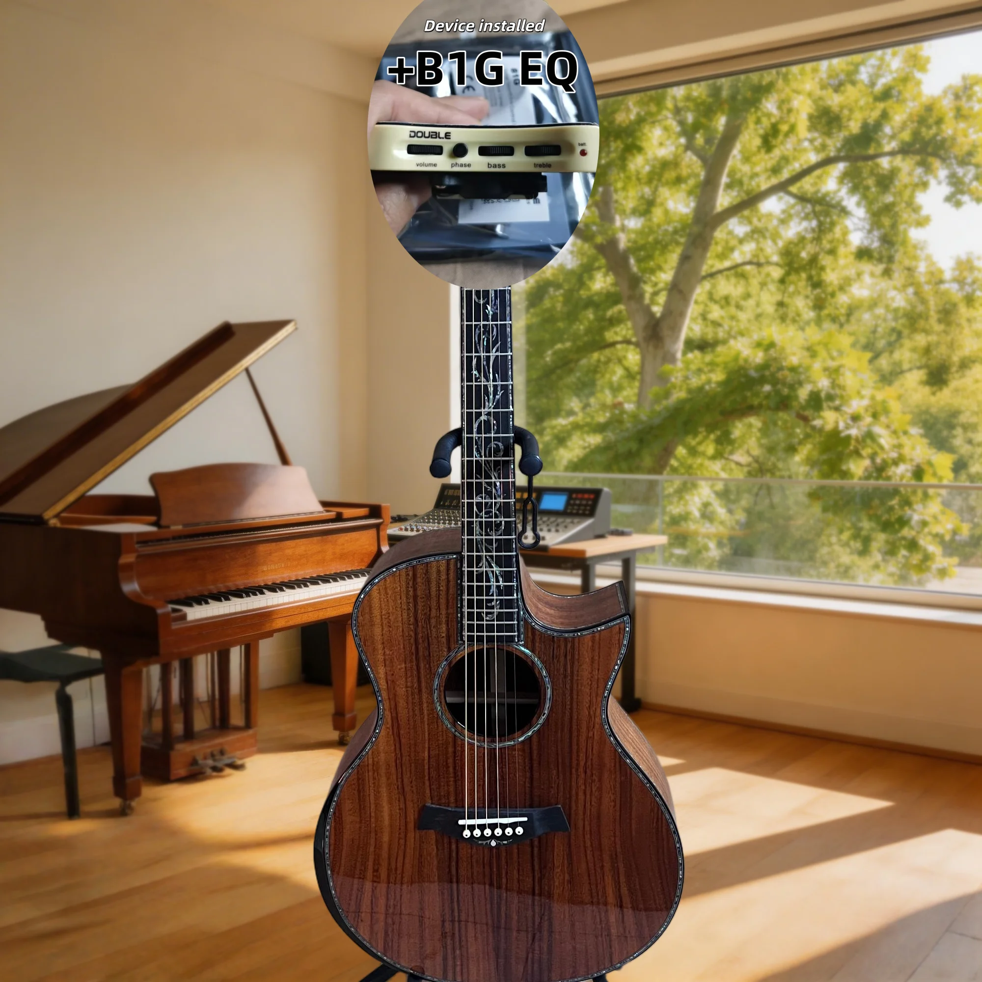 

Ps14 Acoustic Guitar Pickup Included Natural Finish Black 6 String Ebony Fingerboard Inlays Koa Solid Top Gift