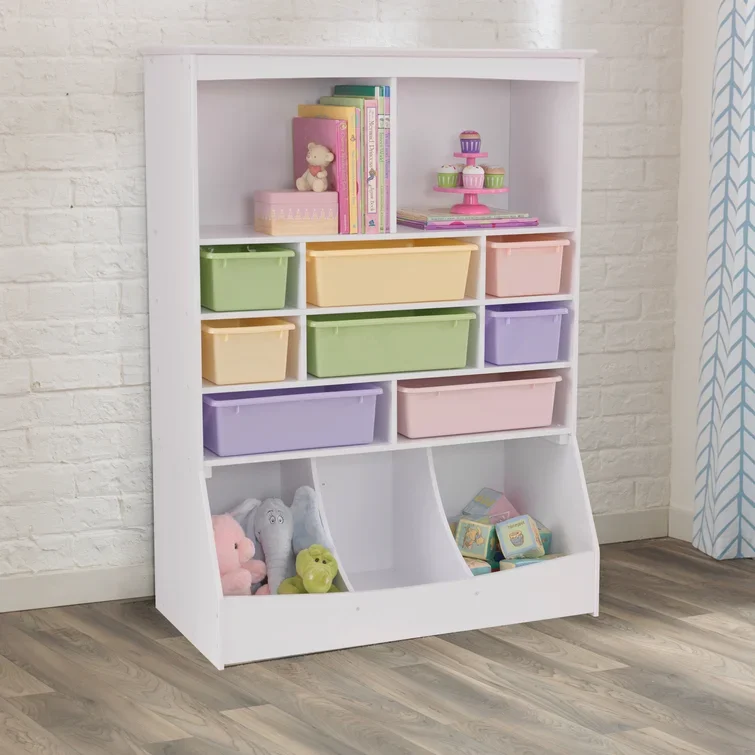 

Kids Bookcase with 13 Compartments Kids Toy Storage Organizer,Gift for Ages 3+ Kids Cube Unit Toy Organizer