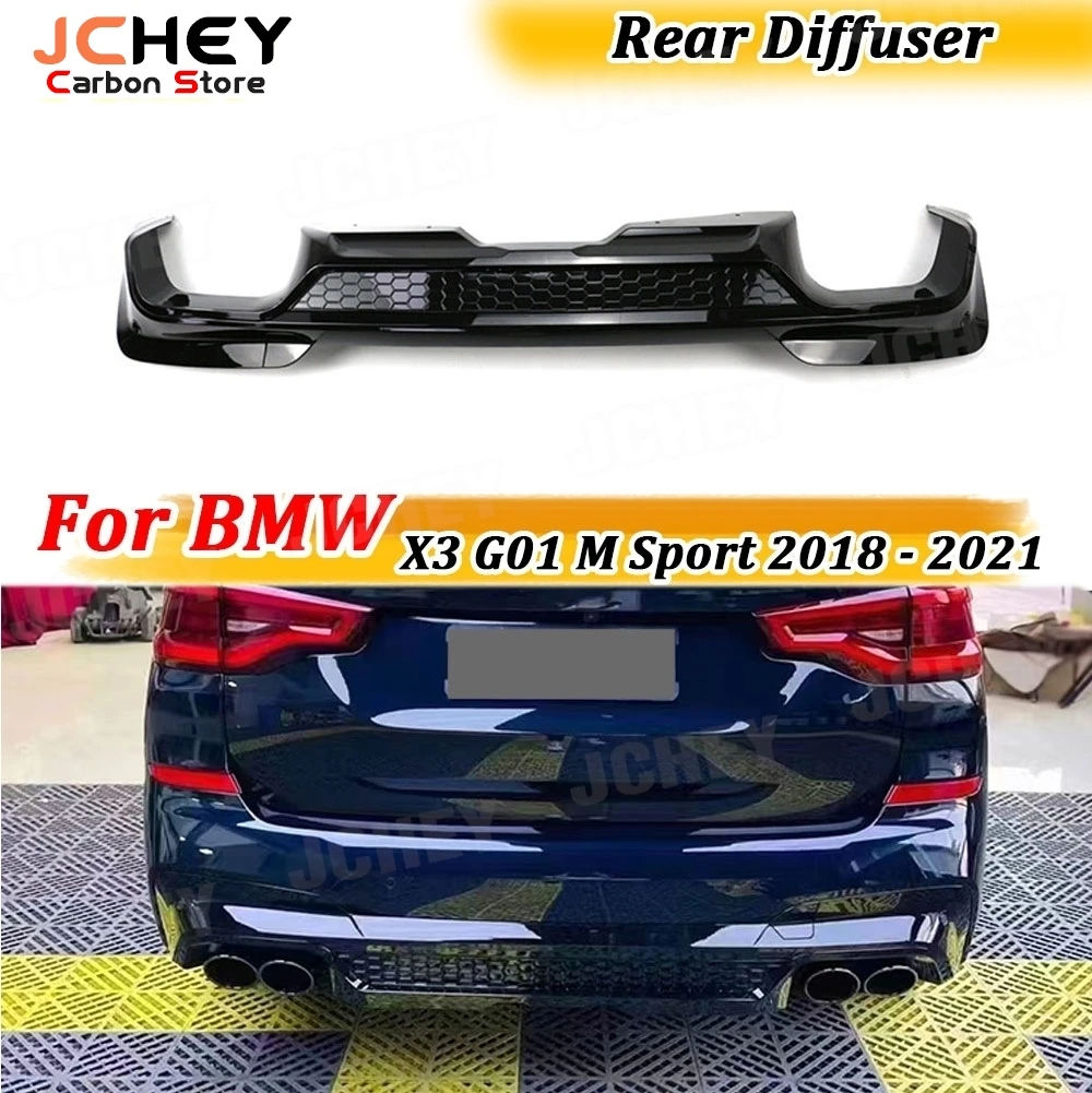 

JCHEY Carbon Look ABS OO-OO Rear Bumper Lip For BMW X3 G01 M Sport 2018 - 2021 Gloss Black Rear Diffuser Bumper Lip
