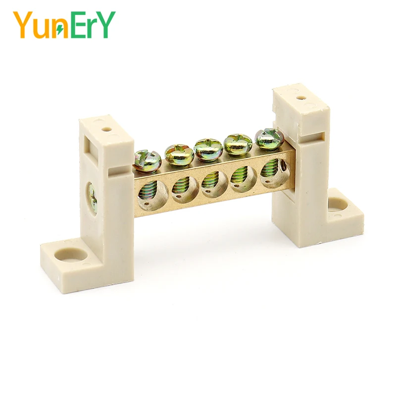 DIN Rail Terminal Block High Bridge Type Ground Bar 5/7/10/12 Holes Electrical Connector Distribution Box Neutral Terminal