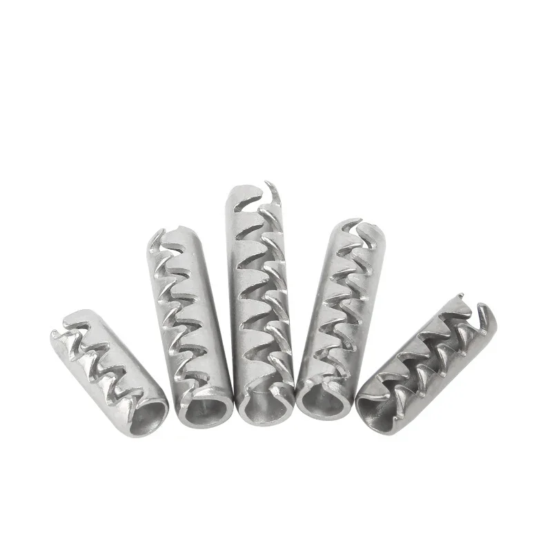 10~30Pcs Toothed Open Elastic Cylindrical Pins 304 Stainless Steel Serrated Elastic Pin M2 M2.5 M3 M4 M5 M6 Length 5mm~50mm