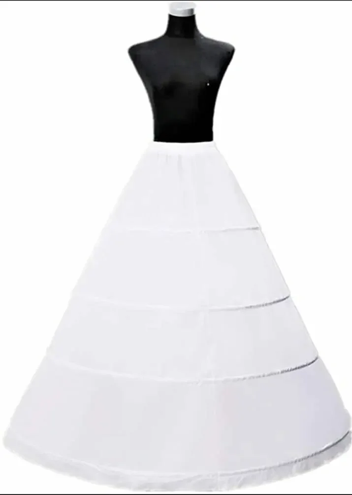 Dames 4 Hoepel Petticoat A-Line Vloer Lengte Rok Crinoline Voor Trouwjurk Bruidsjurk Witte 2024