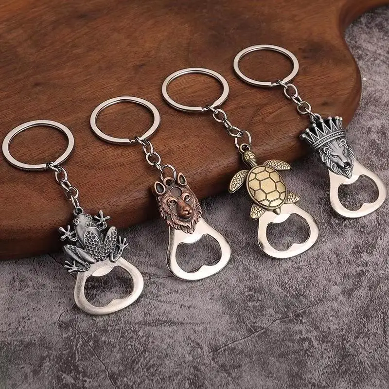 Frosch Wolf Schildkröte Löwe Bronze Farbiger Metall-Flaschenöffner Schlüsselanhänger Mini Taschen-Bieröffner Schlüsselring – Detail 2