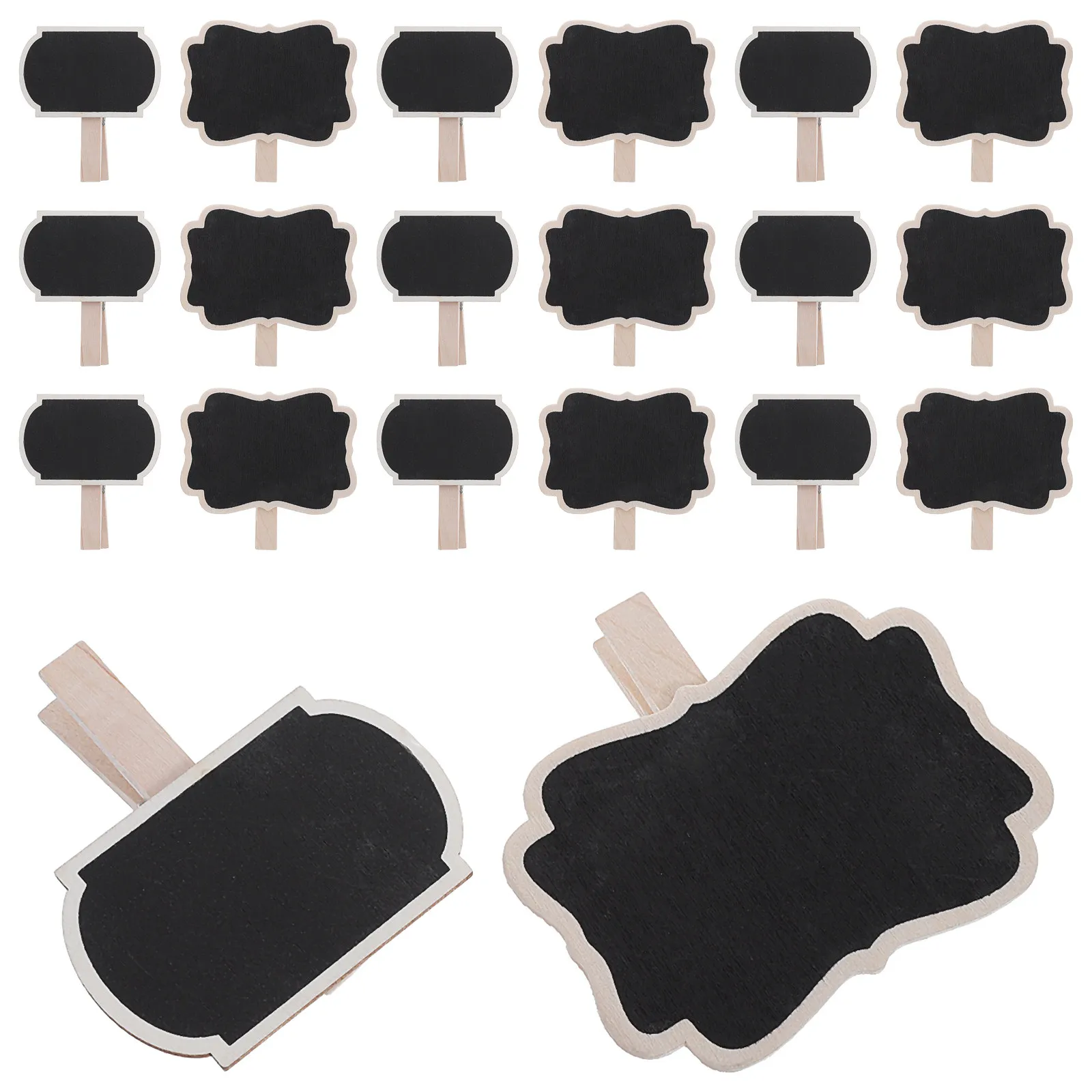 40Pcs Wooden Mini Chalkboard Clips For Party Table Decoration Christmas Table Decor Writable