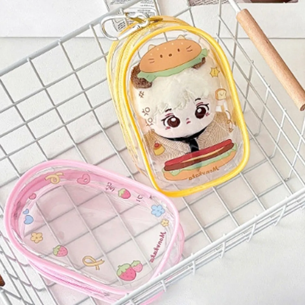 

Kawaii Cartoon Design 10cm Transparent Doll Bag Display Clear Doll Storage Bag Cute PVC Outdoor Doll Display Bag Storage Bag