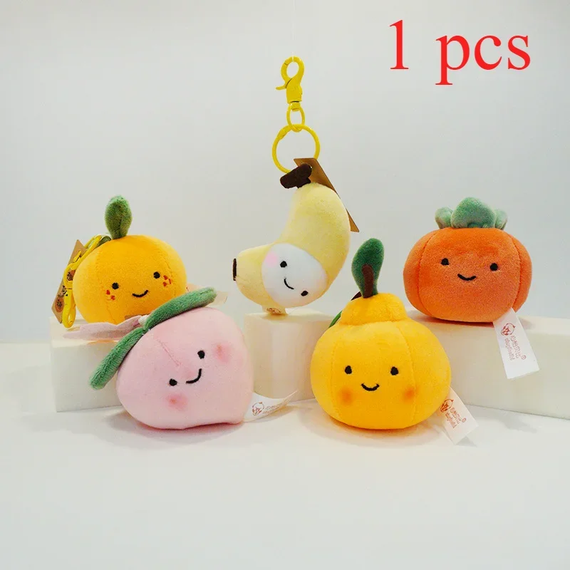 Fruits Plush Pendants Key Ring Key China Peach Orange Apple Banana Eggplant Ponkan Soft Plushies Peluches Children's Gift