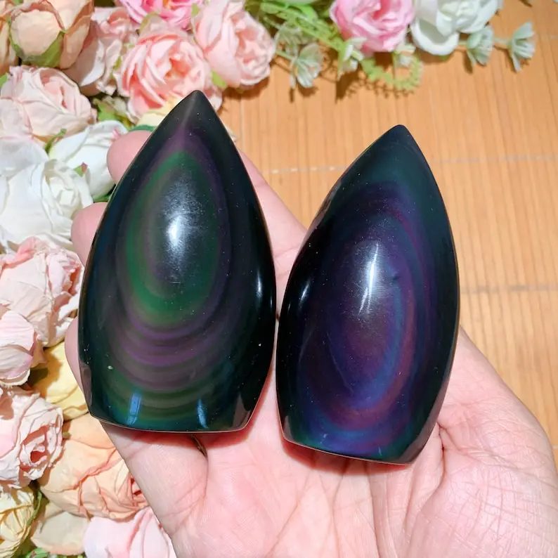 1pc Rainbow Obsidian Polished Free Form: Healing Crystal Home Decor, Christmas gift，Perfect Gifts For Crystal Lover
