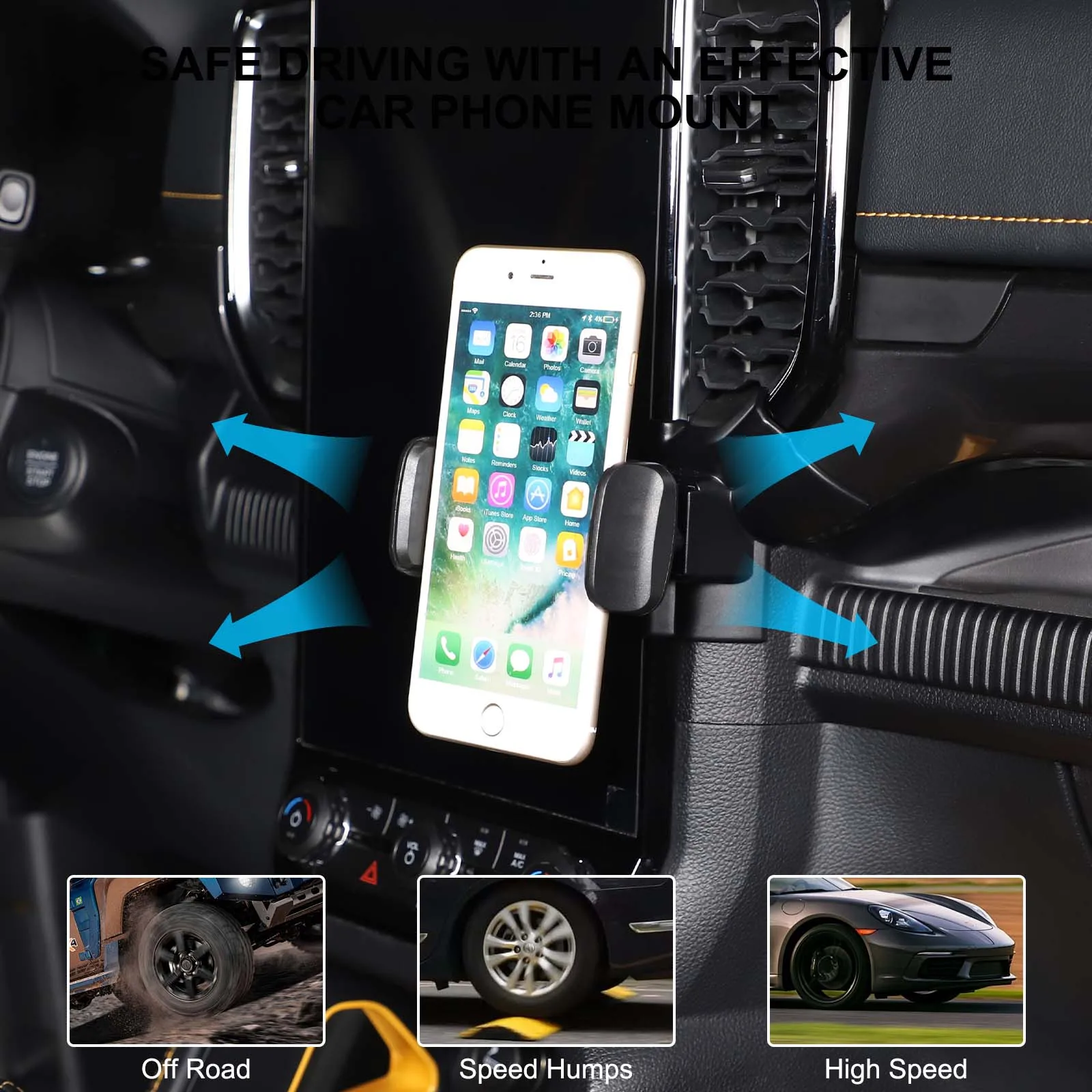 For Ford Ranger T9 2023+ Car Accessories Car Cup Holder Mobile Phone Holder Multi Functional GPS Navigation Holder