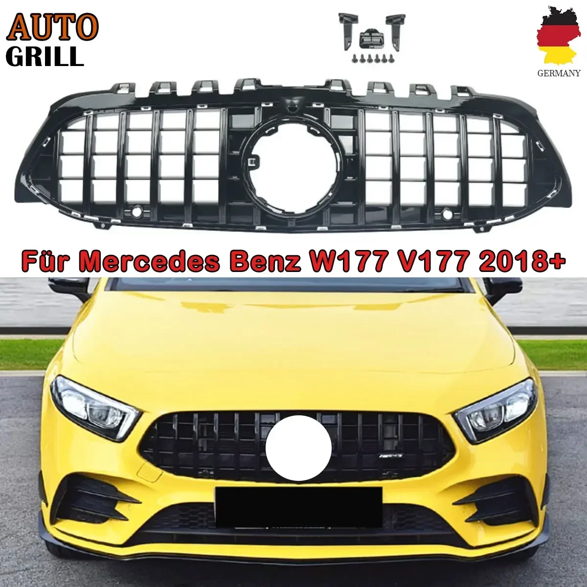 

GT Front Bumper Grille for Mercedes A Class W177 A200 A250 A35 AMG 2018-on Front Mesh Bumper Radiator GT Grille Black