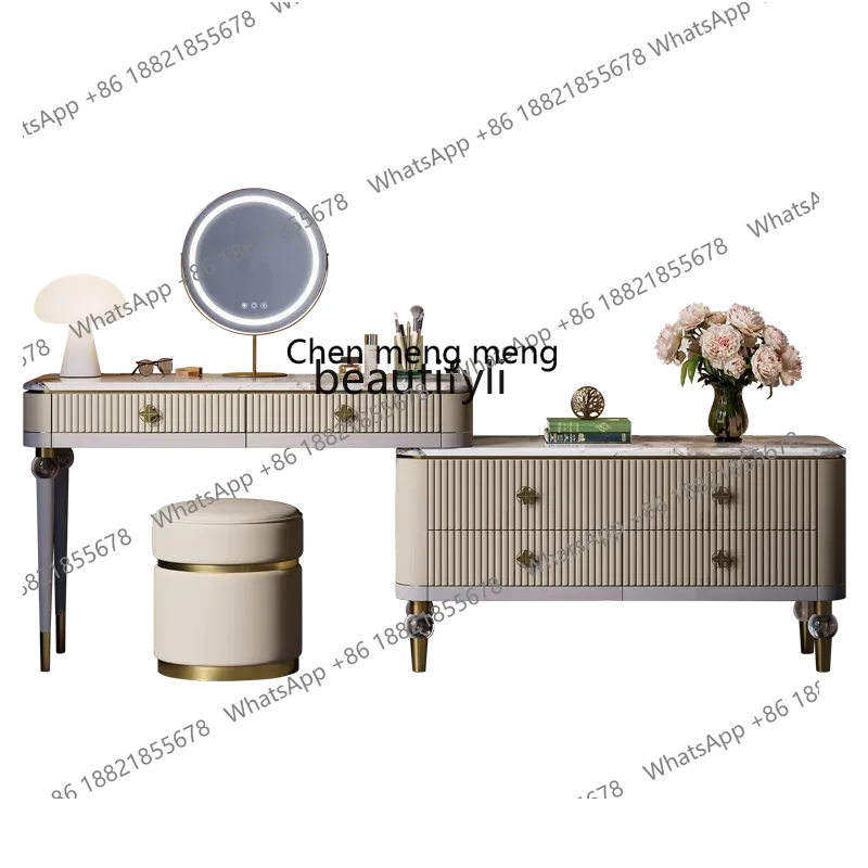 

X Light luxury dresser, bedside storage cabinet, marble villa large flat chest, integrated makeup table