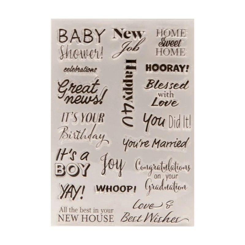 Blessing Words Clear Stamp Lettering Clear Stamp Decorative Background Clear Silicone Stamp for Card Making Scrapbooking