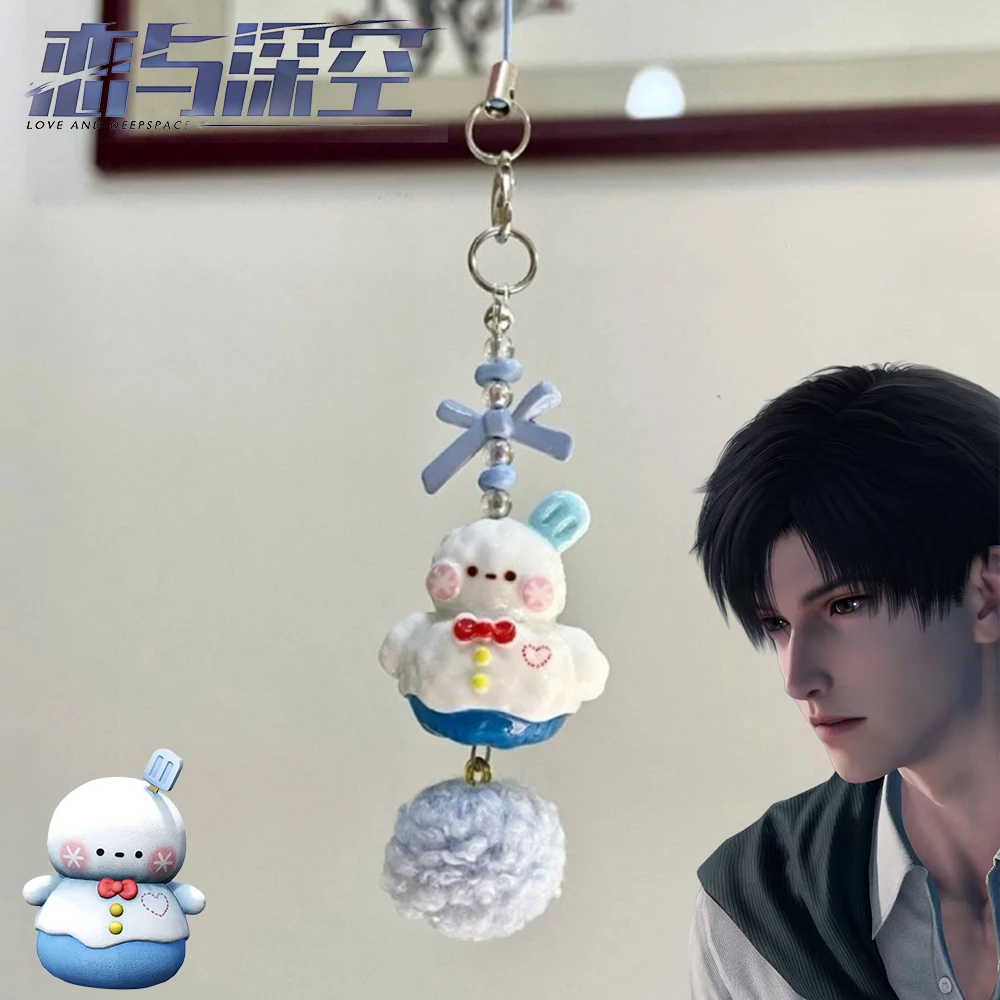 Game Love And Deepspace Zayne Keychain Cosplay Rope Phone Chain Alloy Keyring Snowman Bead Pendant Bag Accessories Xmas Gifts