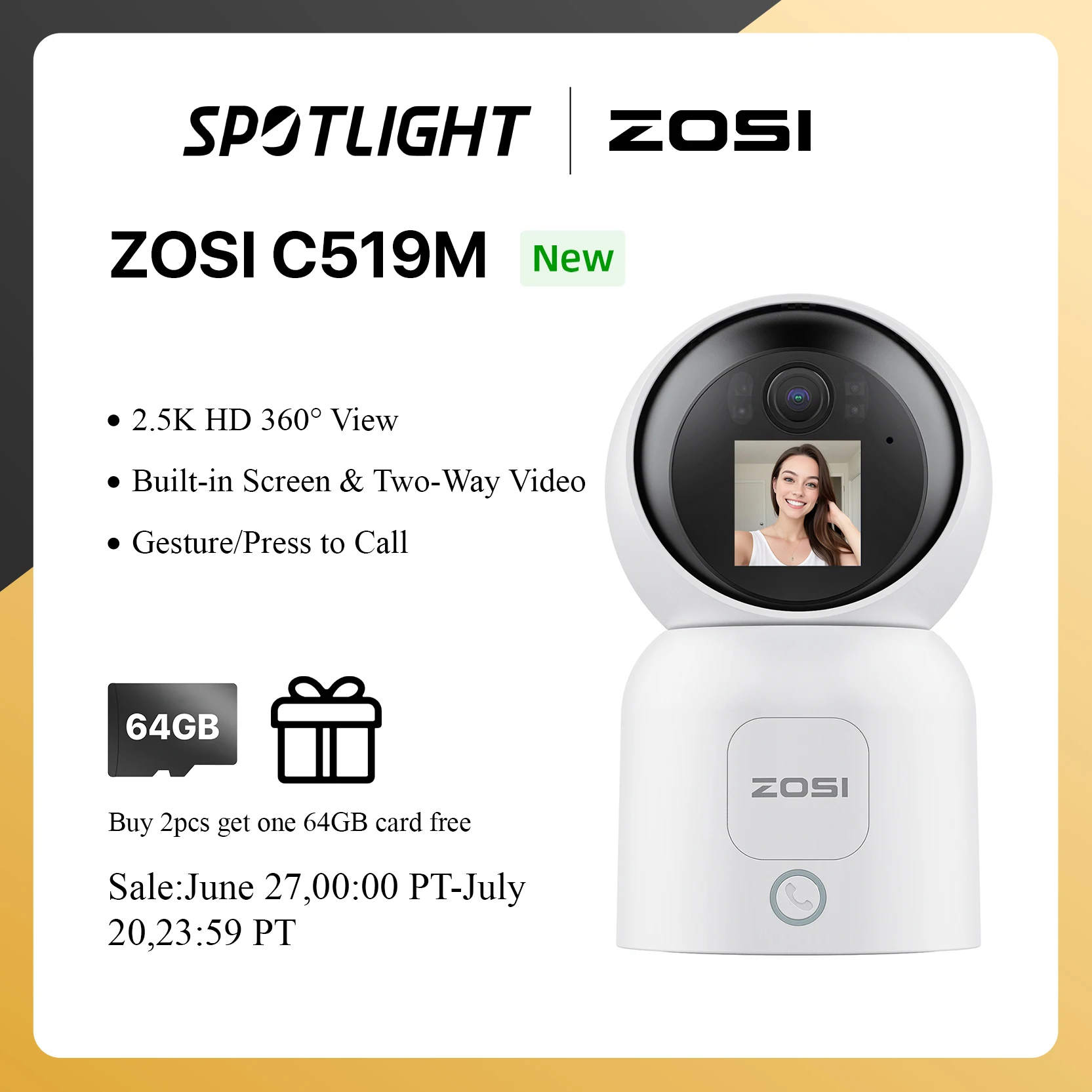 

ZOSI 4MP 2-Way Video Security Camera C519M 360° View Pan/Tilt Baby/Pet Dog Monitor 2.4G/5G Dual-Band WiFi Smart Home Indoor Cam