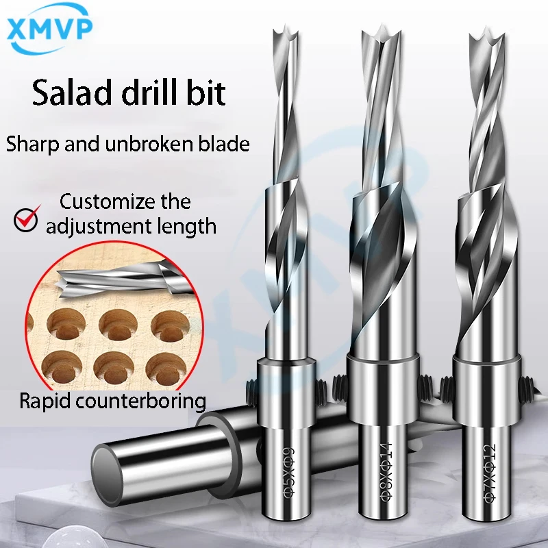 

Woodworking counterbore salad drill two-in-one drill bit, two-step mother-and-child drill core drilling