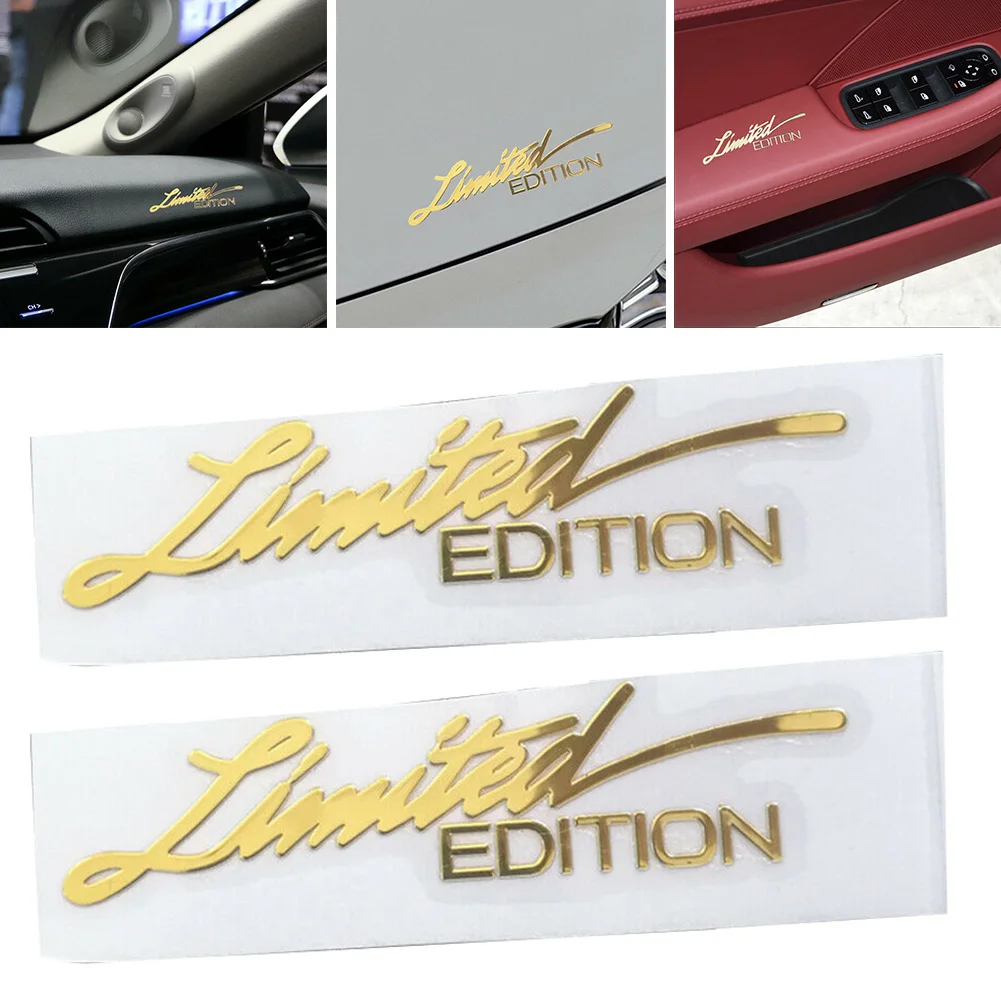 

2Pcs 3D Car Sticker Limited Edition Gold Decal Body Emblem Badge Metal Stickers Motorcycle Fuel Tank Hood DIY Decals Trim