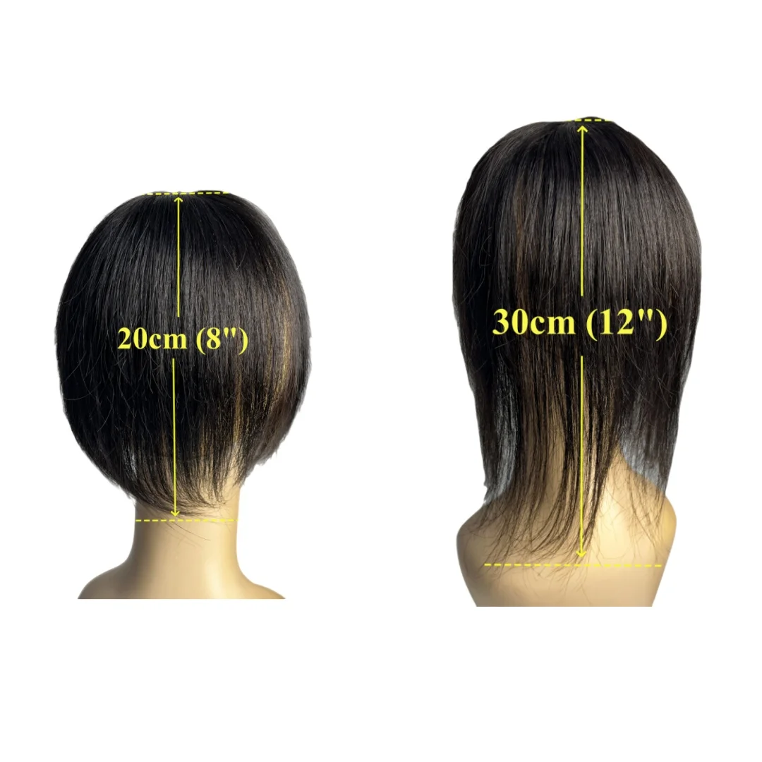 Toppers de cheveux pour femmes Toppers de cheveux avec frange 10x11 cm dentelle PU Base pince en frange cheveux réel couverture de cheveux humains cheveux gris