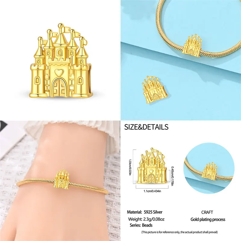charms plata 925 City Landmark Yellow Duck Maple Leaf Musical Notes Western Cowboy Beaded Bracelet DIY Jewelry Make Women Gifts