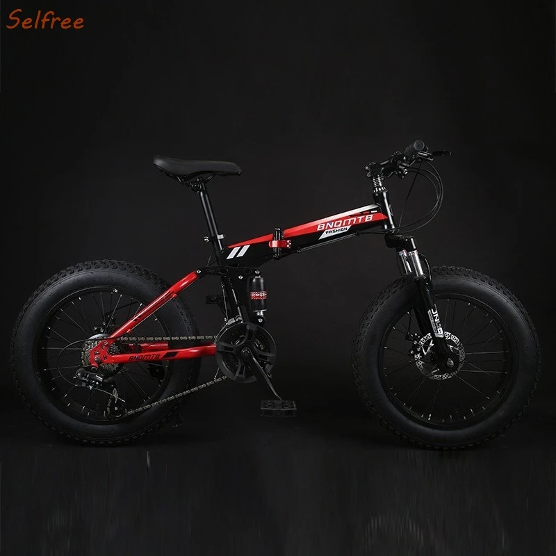 selfree folding snowmobile double shock absorbing bicycle disc brake shifting bike soft tail beach bike 20 inch fat tire bike