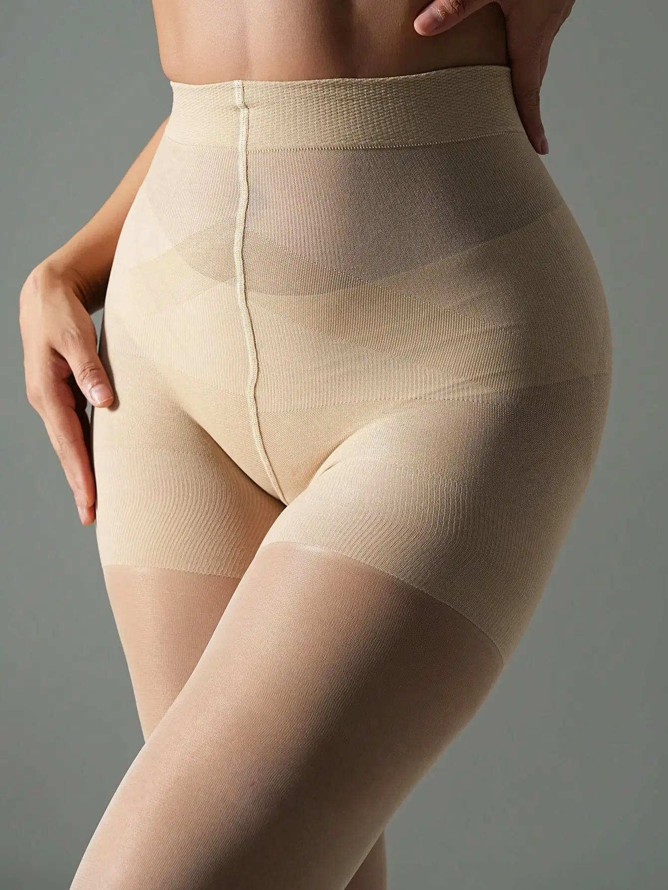 1Pc High Waist Compression Shaping Tights Butt Lift Control Top Sheer Skin Tone Pantyhose