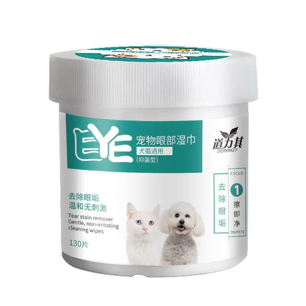 130 lenços umedecidos para olhos de animais de estimação, para cães e gatos, lenços umedecidos para manchas de lágrimas, produtos de limpeza universais sem irritação para cães e gatos