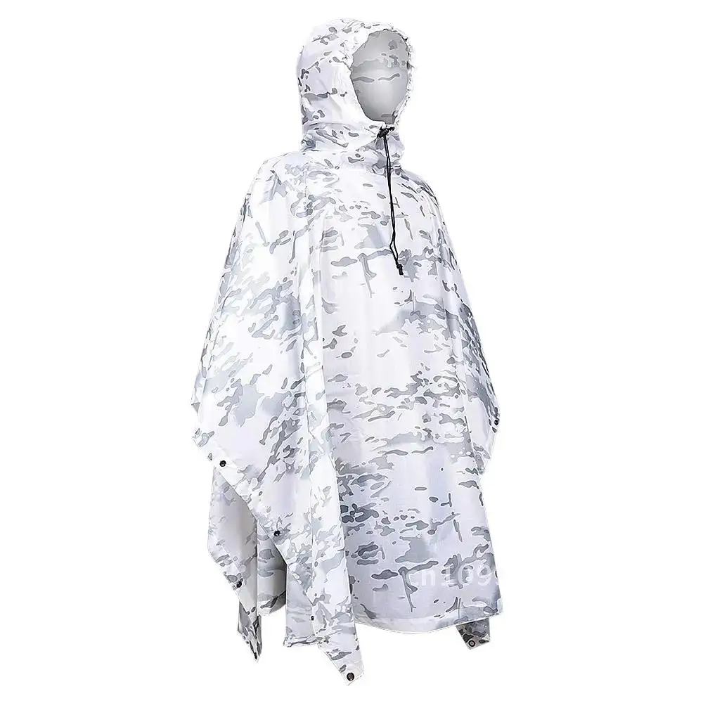 Camouflage Tactical Snow White Poncho Water Winter Cape Raincoat Waterproof Cover for Tourist Women Rain Clothing Hunting