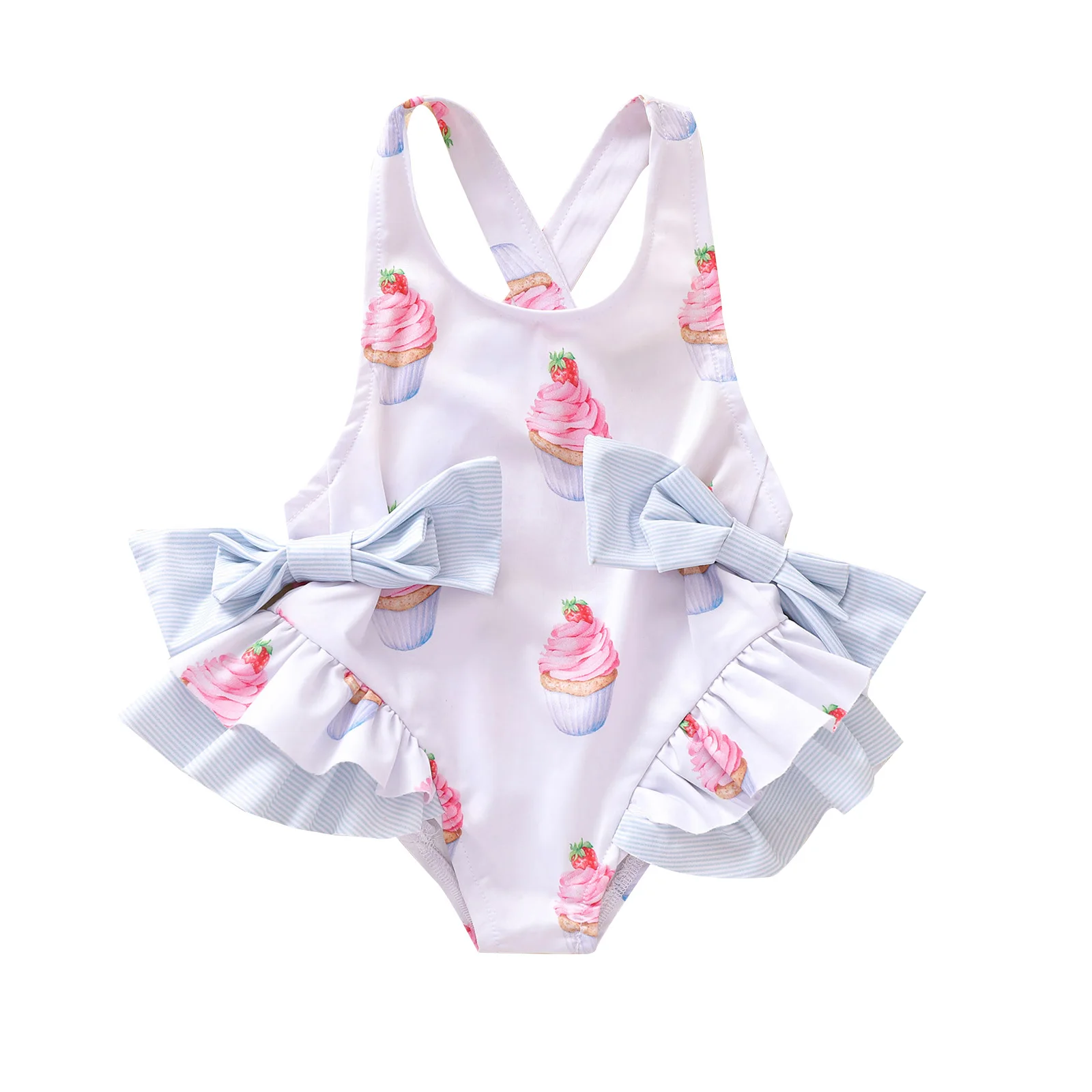 

Summer New Cake Swimwear For Baby Girl Infant Bikini 12M-5Y Newborn Girls Sweet Sleeveless Swimsuit Baby Bath Clothes