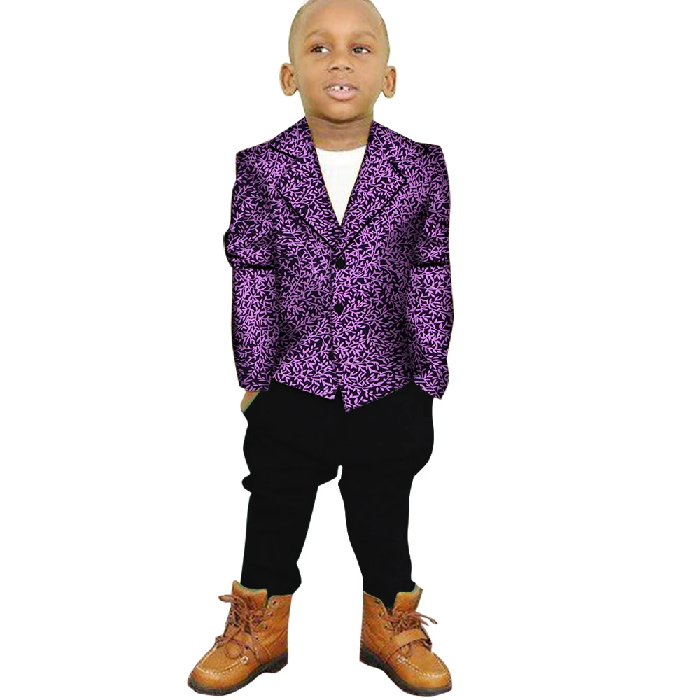 African Clothes for Children 2 Pieces Set Ankara Print Blazer and Pant Dashiki Boy Suit Fashion Kids African Clothing WYT208