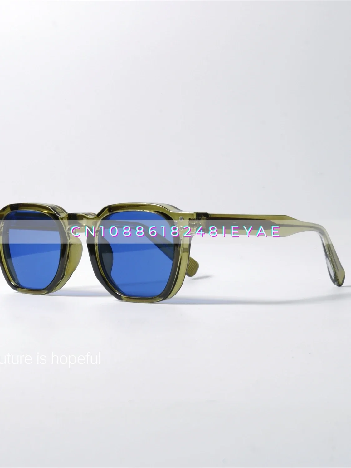 Classic Contrasting Color Design Sunglasses Uv400 Anti-ultraviolet Radiation Niche Blue Sunglasses