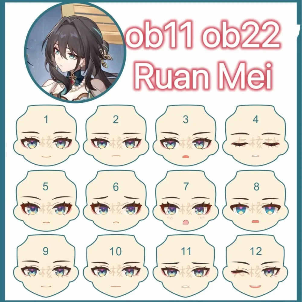 Ruan Mei Ob11 Ob22 GSC Face Water Sticker Faceplates Doll Handmade Anime Cosplay Toy Accessories