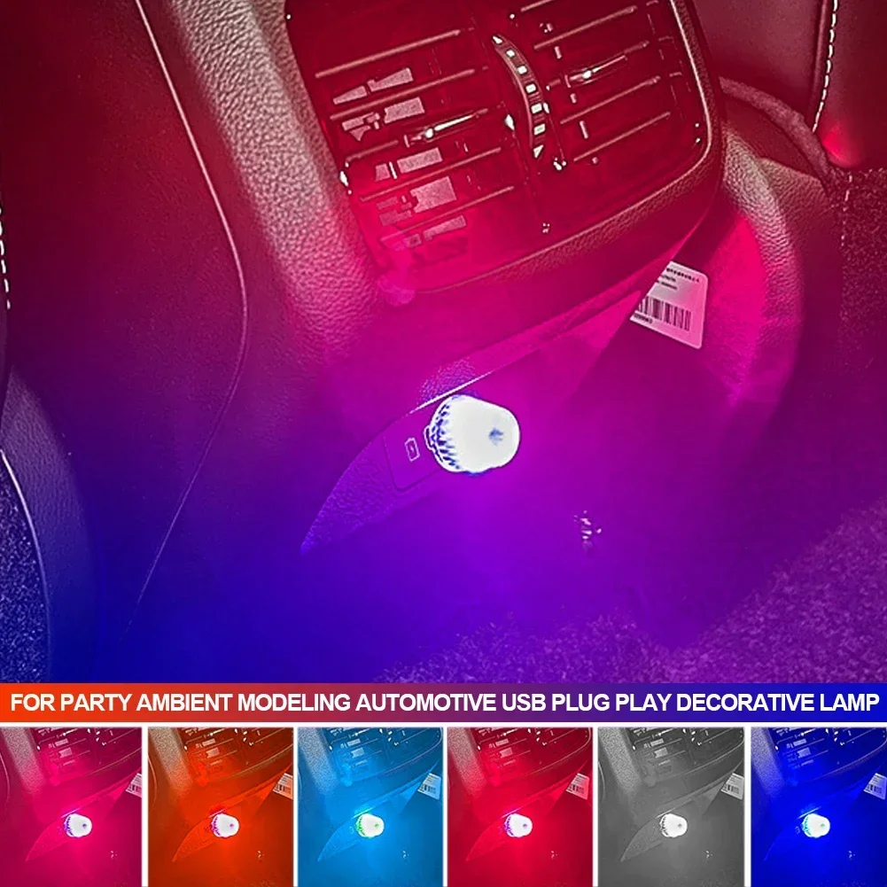 Car Mini USB LED Atmosphere Lights Auto Interior For Party Ambient Modeling Automotive USB Plug Play Decorative Lamp