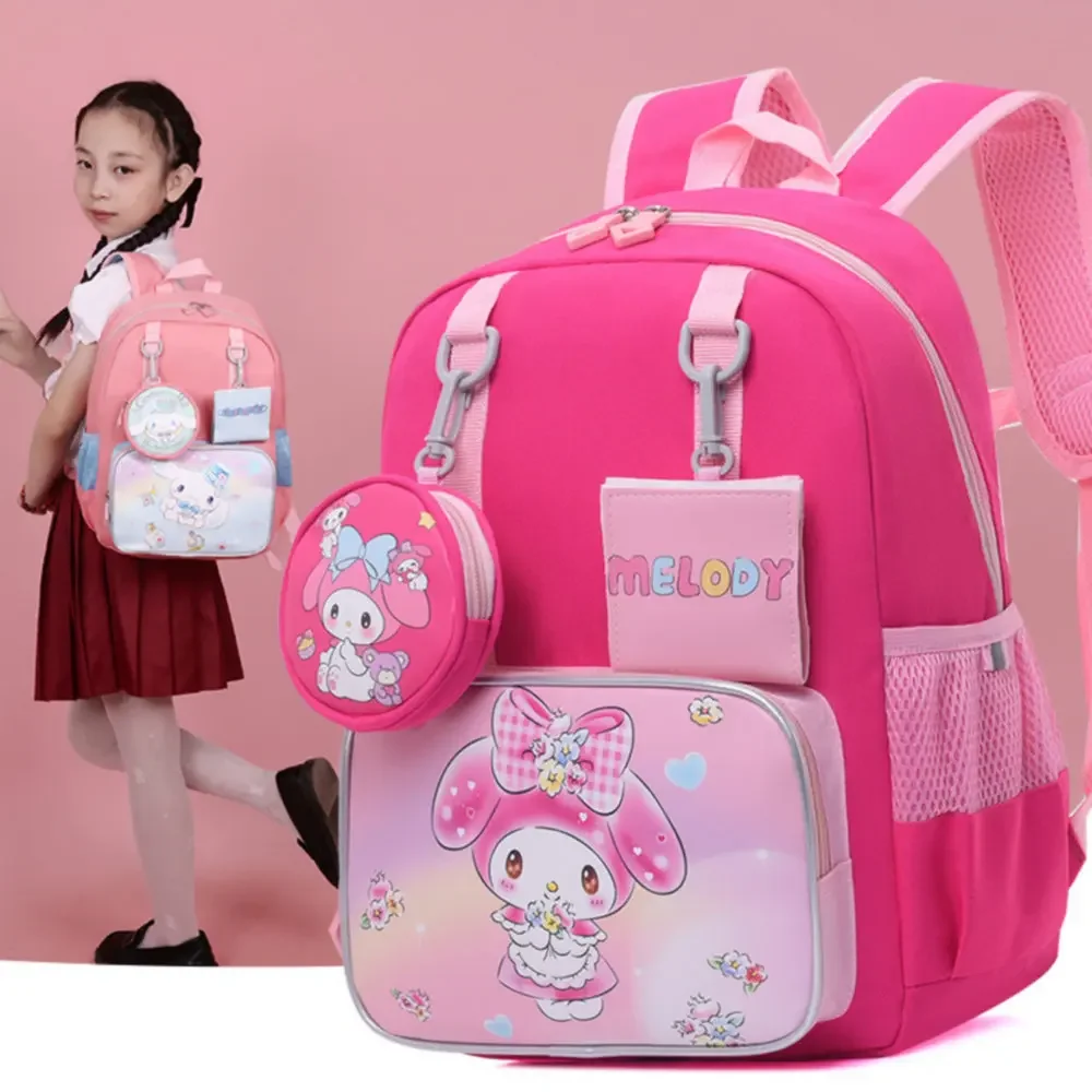 Hello Kitty Kuromi Kindergarten Student School Bag Kawaii Melody Cinnamoroll Backpack Cute Kids Shoulder Bag Gift