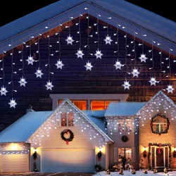 3.9M Window Curtain Fairy Light Christmas Snowflake Icicle String Lights for Garden Bedroom Party Outdoor Indoor Wall Decoration