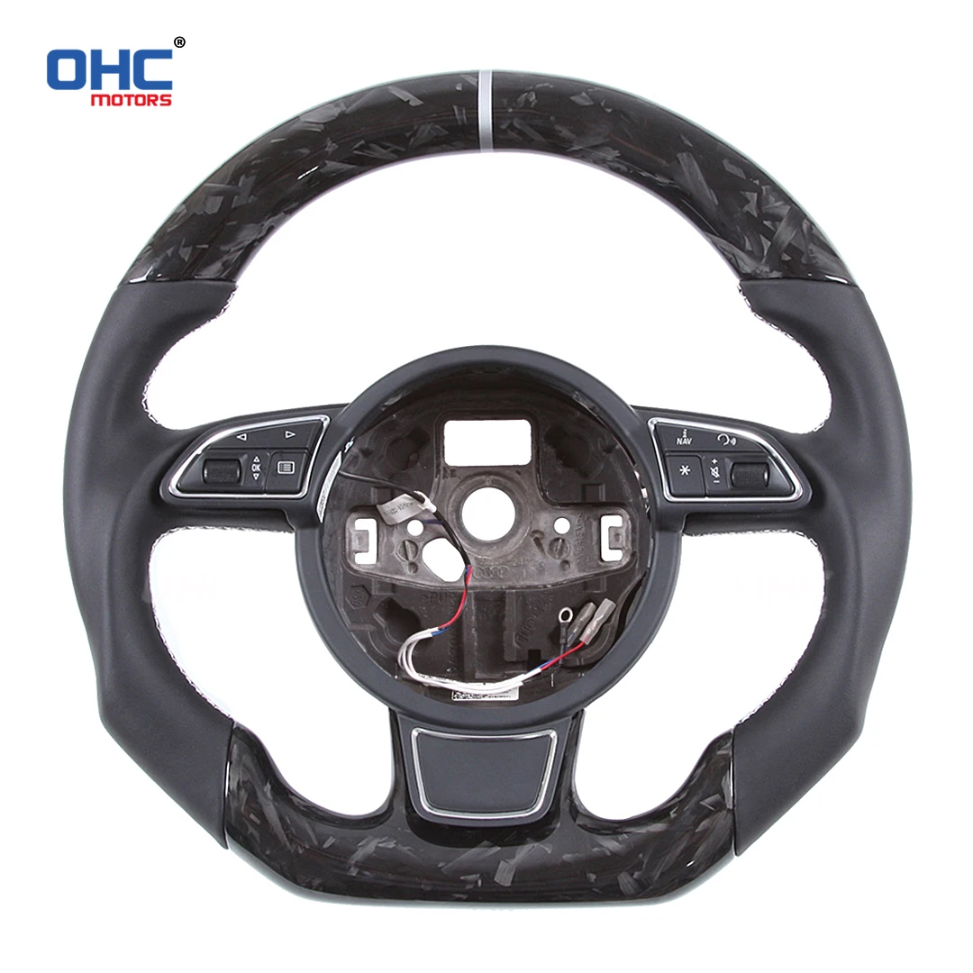 OHC Real Carbon Fiber Customized Steering Wheel Compatible for Audi A3 A4 B8 B8.5 A5 S3 S4 S5 RS3 RS4 Modified Carbon Fiber - view 3