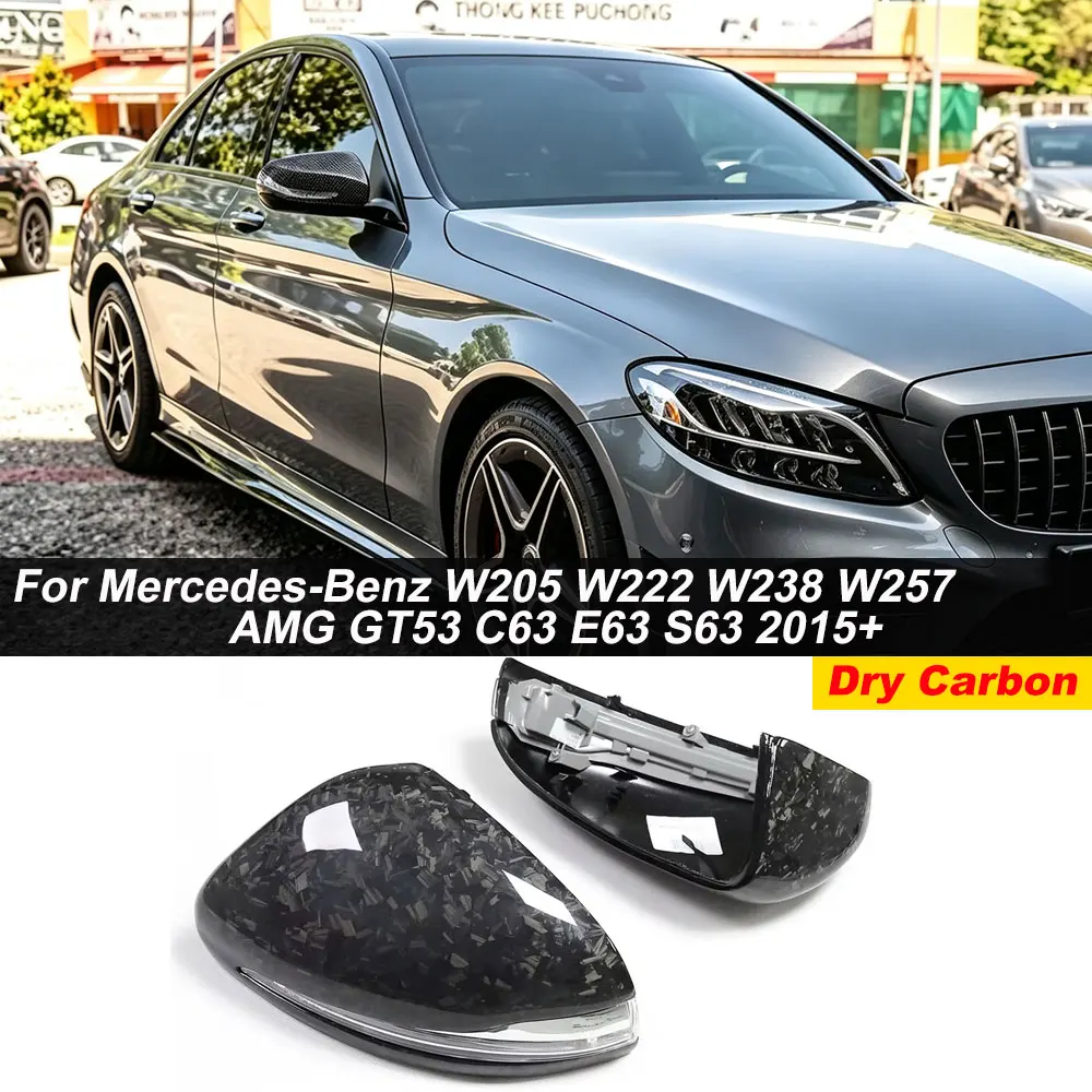 AISKA Forged Carbon Fiber LHD Replacement Style Mirror Cover for Mercedes-Benz W205/W222/W238/W257/AMG GT53 C63 E63 S63