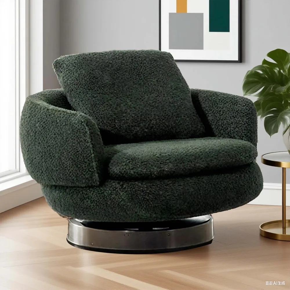 Italian Minimalist Swivel Chair - Stainless Steel Rotating Lounge Chair | Luxury Designer Single Sofa For Villa & Penthouse