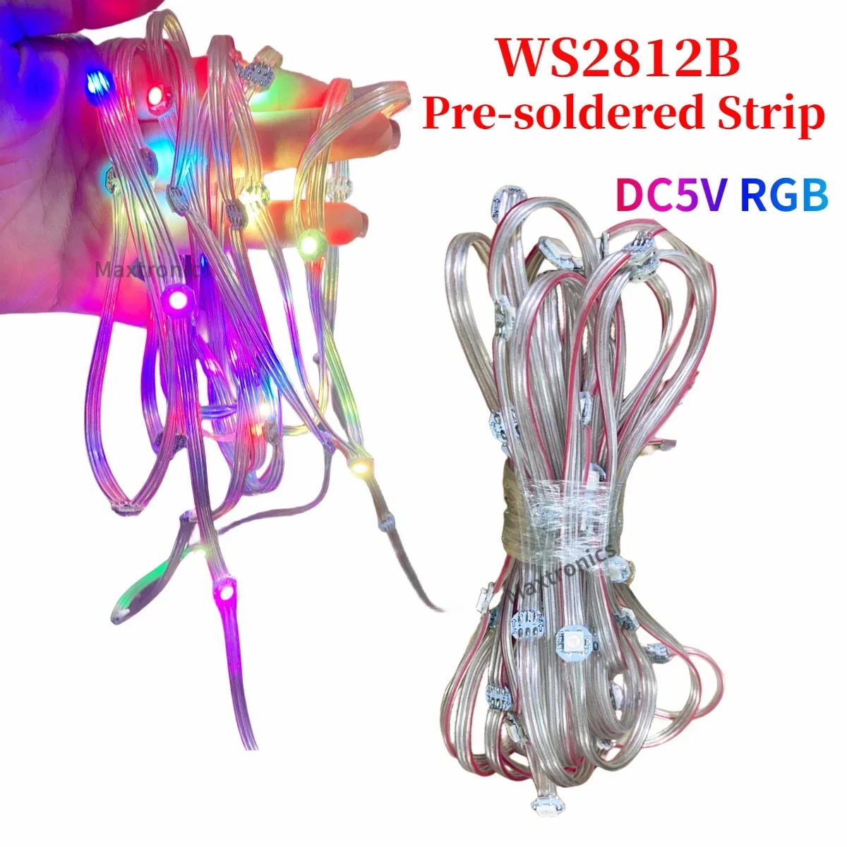 50Leds/String WS2812B RGB LED Strip Pre-soldered Pixels Module SMD5050 With Heatsink Board Nodes Addressable Individually DC5V