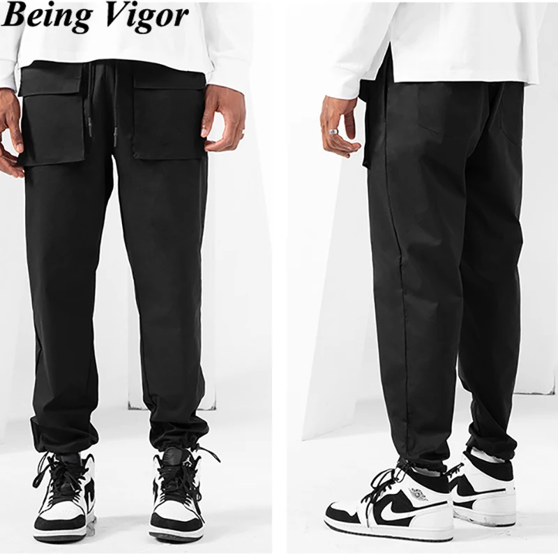 

Being Vigor Mens Cargo Sweat Pants High Street Loose Fit Track Jogger Hip Hop Multi Pocket Sport Casual Pants pantalones hombre