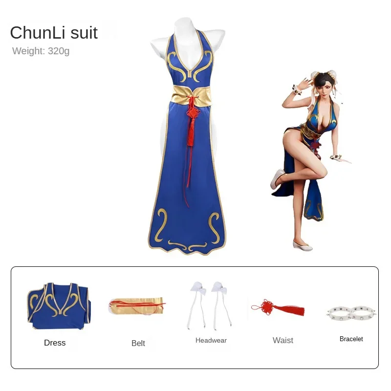 Chun Li Cosplay Costumes Anime Game Cosplay Costume Chi-pao Dress Outfit Women Feamle Ladies Halloween Party Role Play Clothing