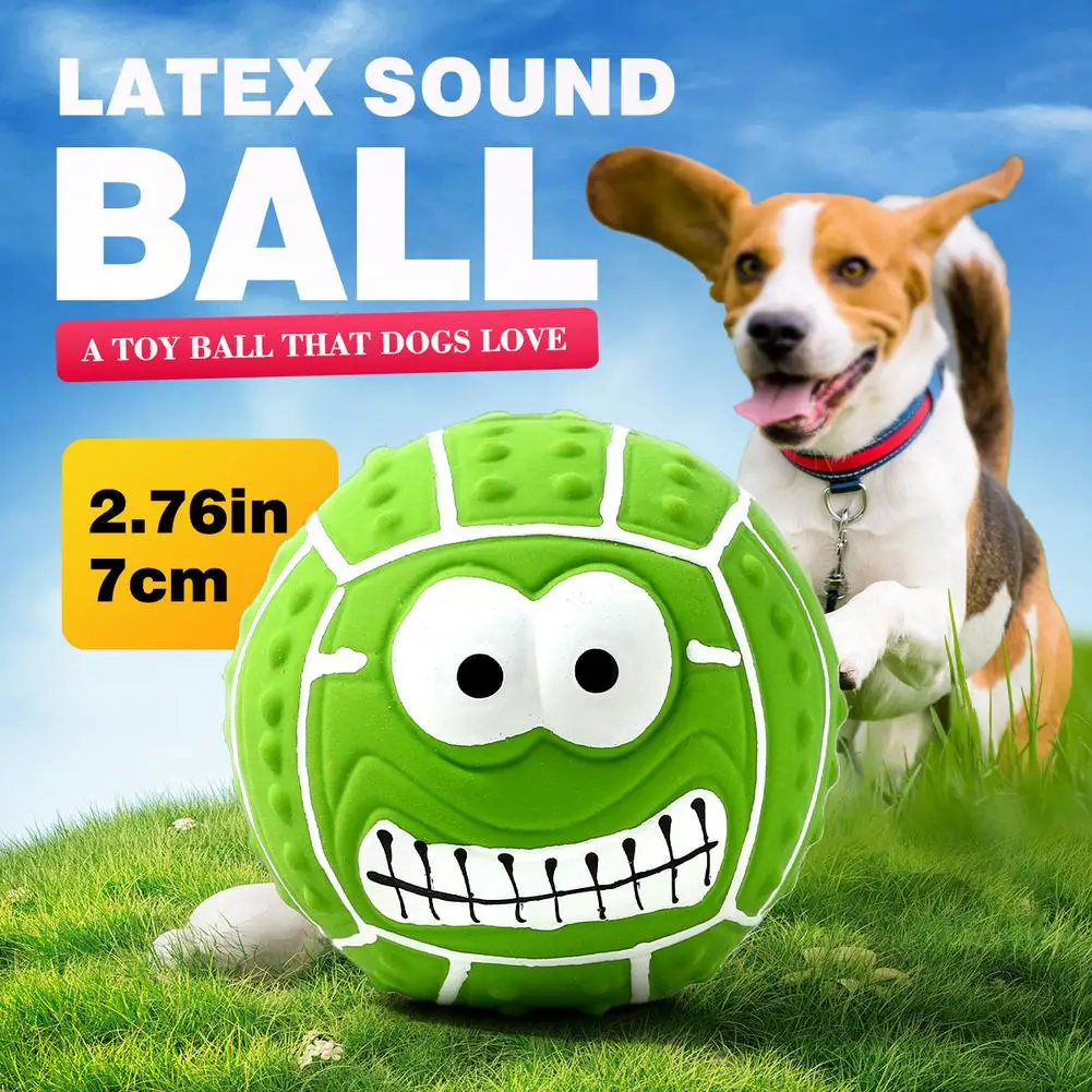 Funny Dog Toy Ball Creative Expression Pet Rubber Ball Interactive Molar Chew Toy Durable Fetch Play for Small Large Dogs