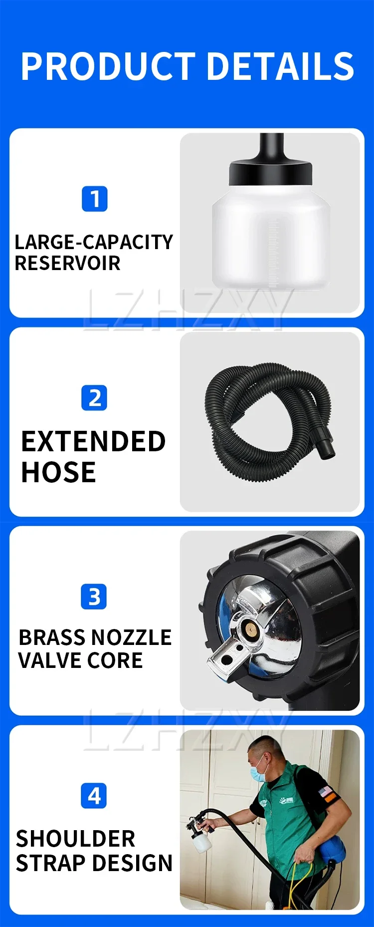 220V Electric Spray Gun, 3 Spray Patterns, 800ml Paint Cup, for Painting, Waxing