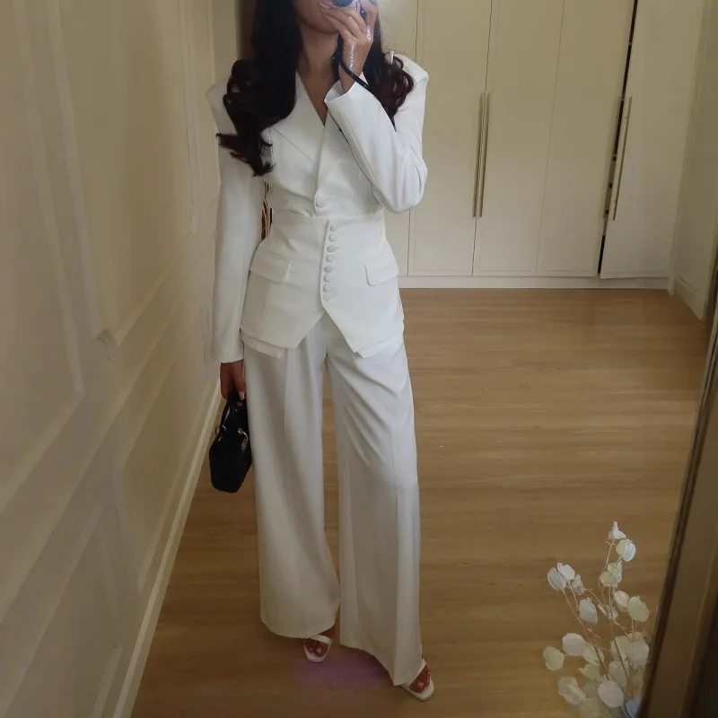 

European and American Women's Clothing Fashion Autumn Boutique Casual Small Temperament Adult Lady like WomanVCollar Suit