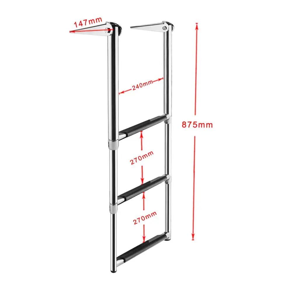 3 Step Boat Telescoping Folding Ladder Stainless Steel Marine Hardware Deck Outboard Swim Platform Marine Yacht Accessories