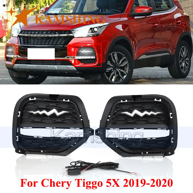 

CAPQX 1 пара светодиодных дневных ходовых огней (ДХО) для Chery Tiggo 5X 2019-2020, противотуманные фары, указатели поворота