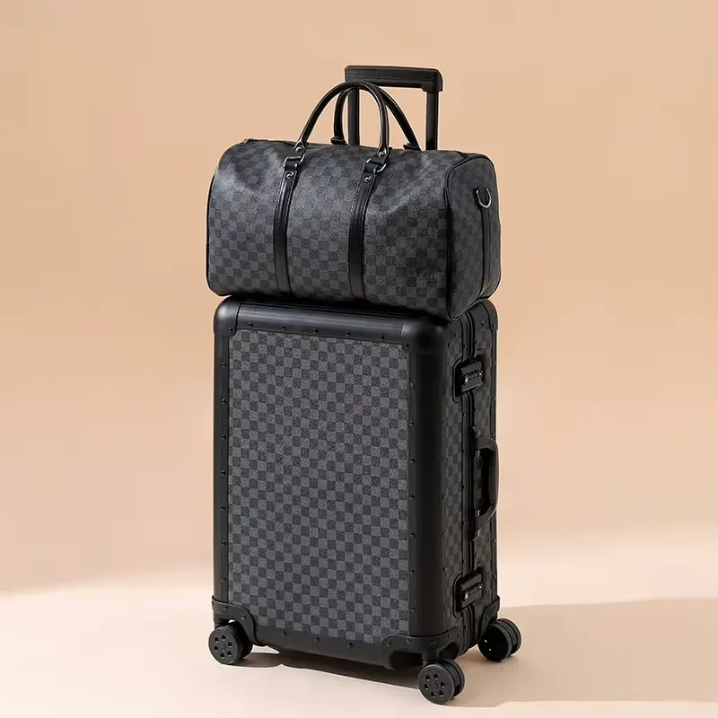Premium Aluminum Alloy Trolley Case 20 Inch Carry On Luggage 24 Inch Checked Suitcase Durable Travel Bag for Men and Women 24