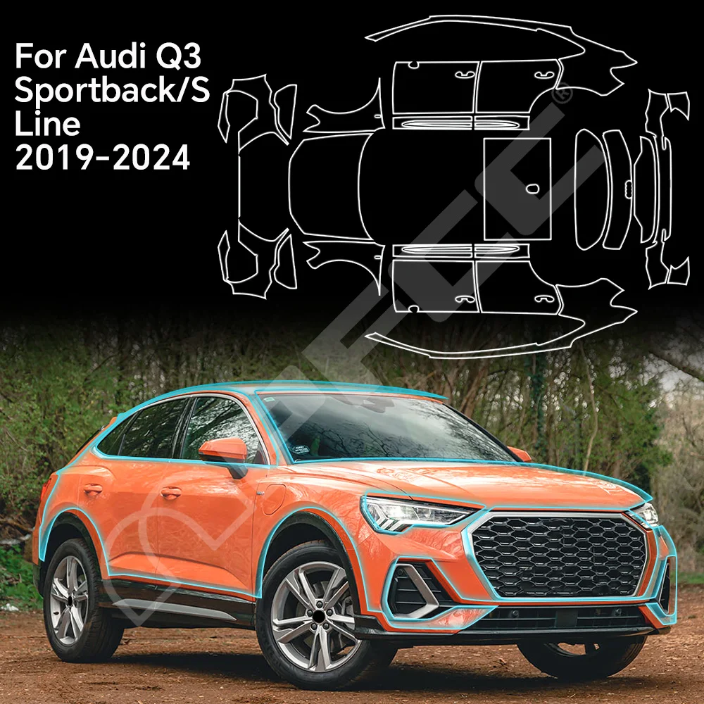 

For Audi Q3 Sportback S Line 2019-2024 8.5Mil TPU Paint Protection Film Car Body Pre-cut PPF Clear Bra Anti-Scratch Resistant