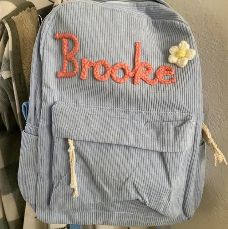 Personalized Kid's School Bag, Handmade Christmas Embroidery Backpack, Back to School Backpack, Custom Name School Backpack