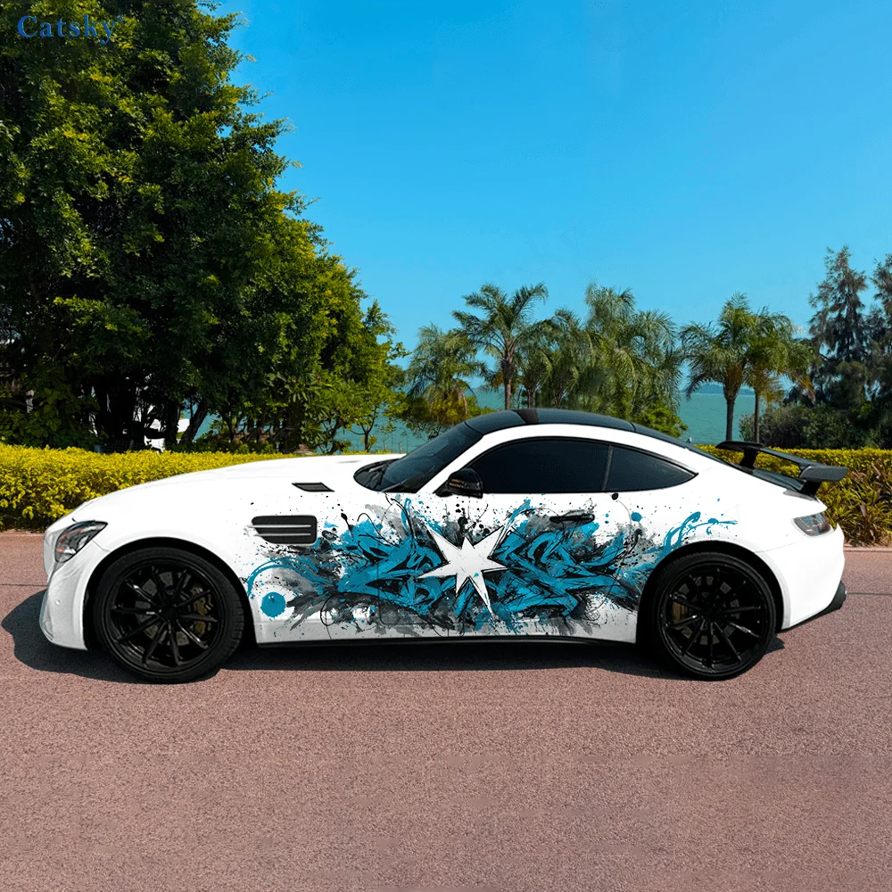 

Graphic Splash Graffiti Car Vinyl Wraps Decal Self-adhesive PVC Sticker Suitable for Trucks SUV Decoration Auto Accessories Gift