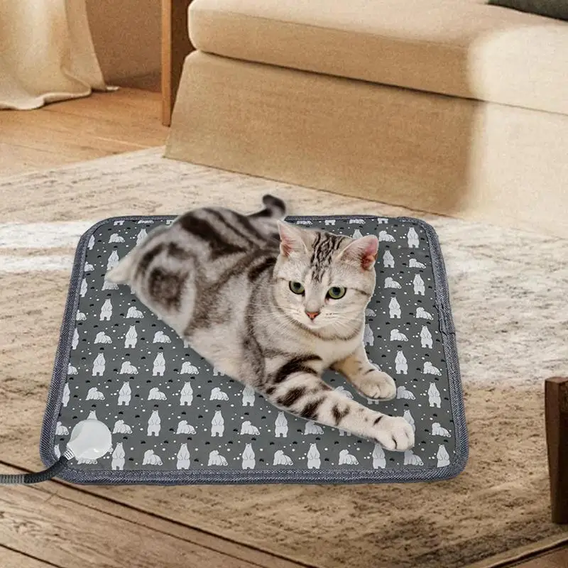 Pet Heated Mat Waterproof Heating Pad With Chew Resistant Cord Heated Cat Bed Adjustable Temperature Dog Cat Heating Pad